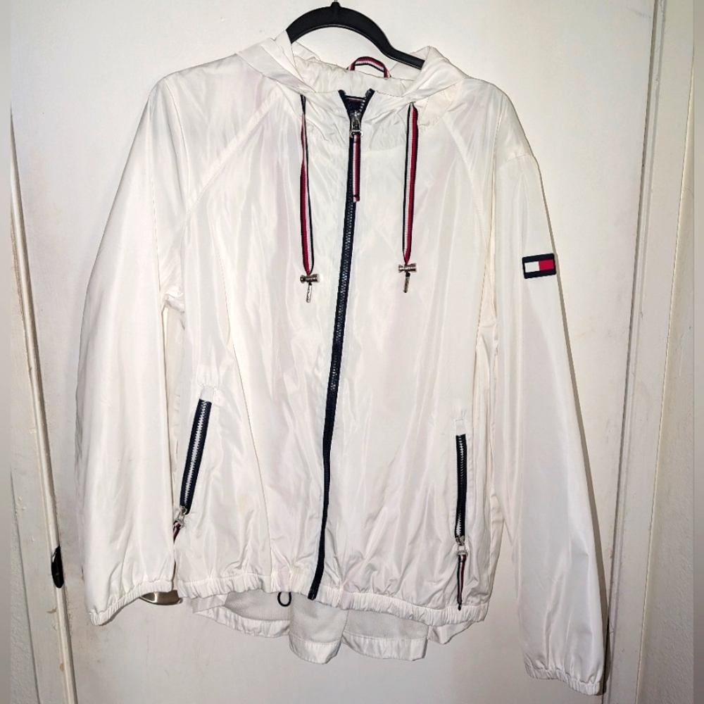 Tommy Hilfiger White Hooded Windbreaker for Men